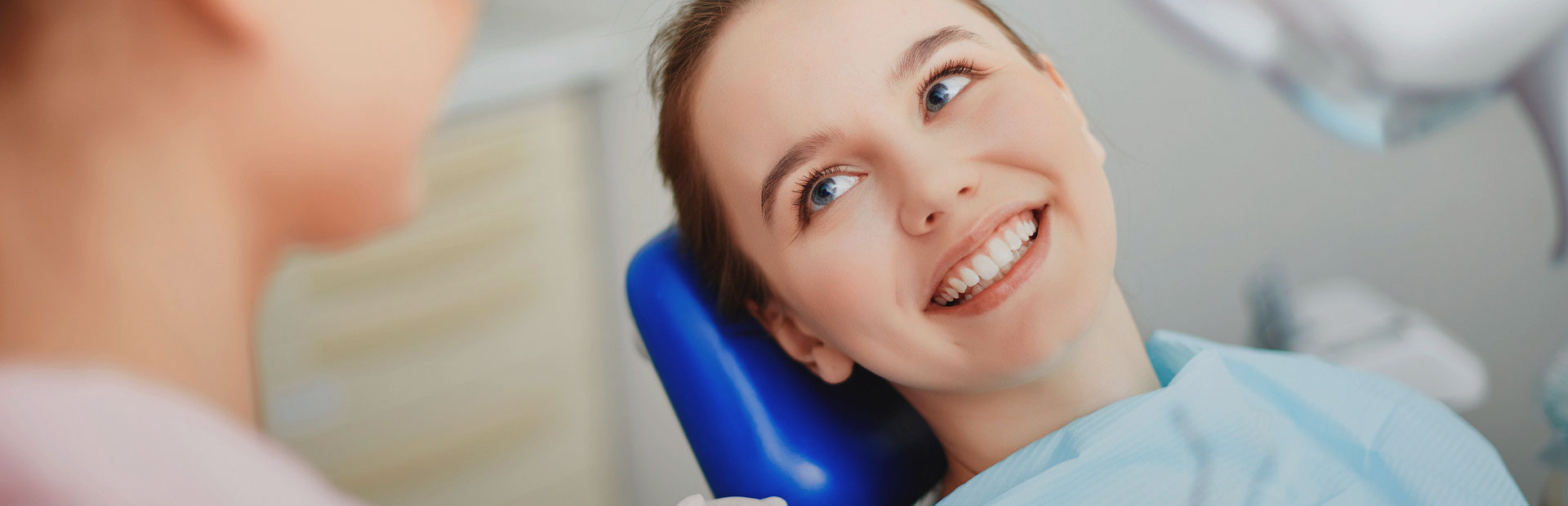 Patient smiling at the dental
